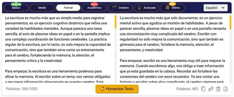 Humanizar texto segundos para ver el resultado